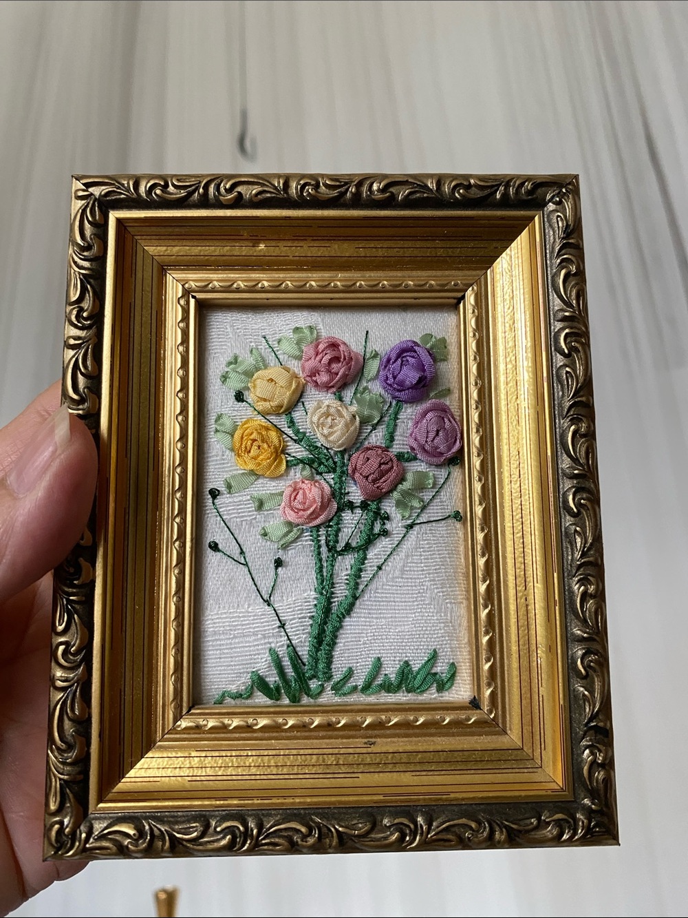 Gold Ornate Small Wooden Frame - Ribbon & Thread Florals!